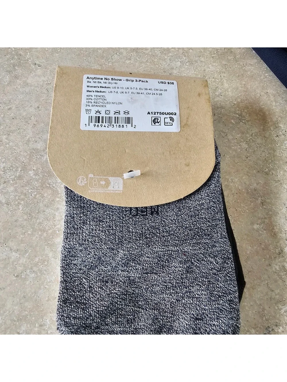 allbirds Anytime No Show Grip Socks 3-Pack Medium new